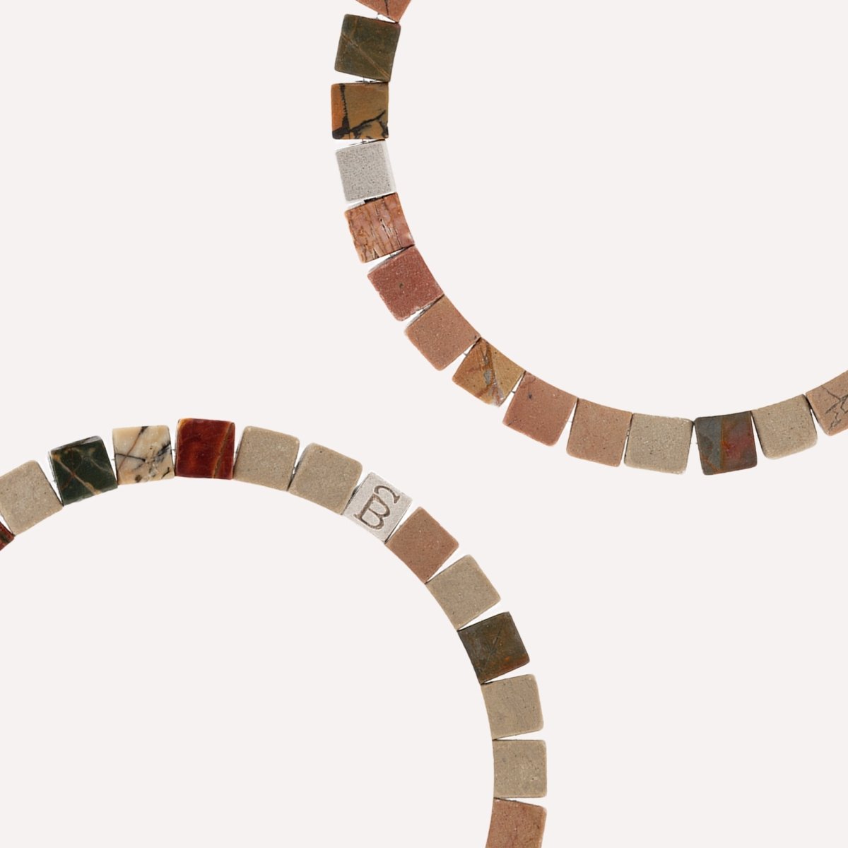 faceted jasper cube stone stretch bracelet