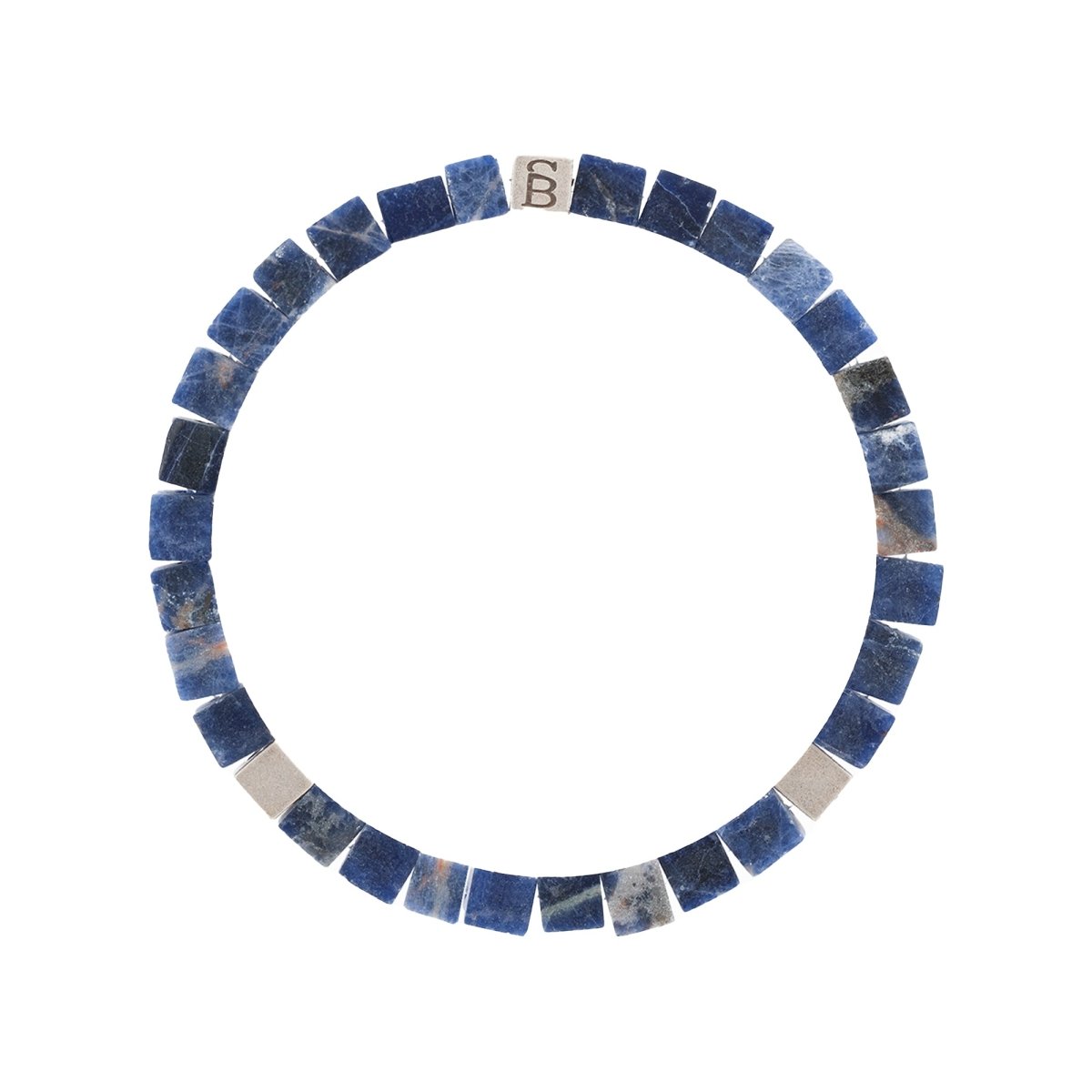 Memphis Cube Gemstone Bracelet Matt Sodalite - STEEL & BARNETT