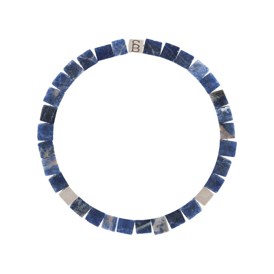 Memphis Cube Gemstone Bracelet Matt Sodalite - STEEL & BARNETT