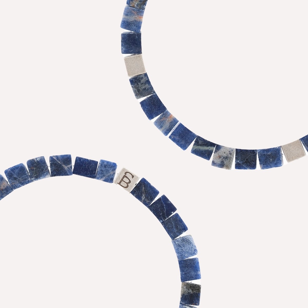 Memphis Cube Gemstone Bracelet Matt Sodalite - STEEL & BARNETT