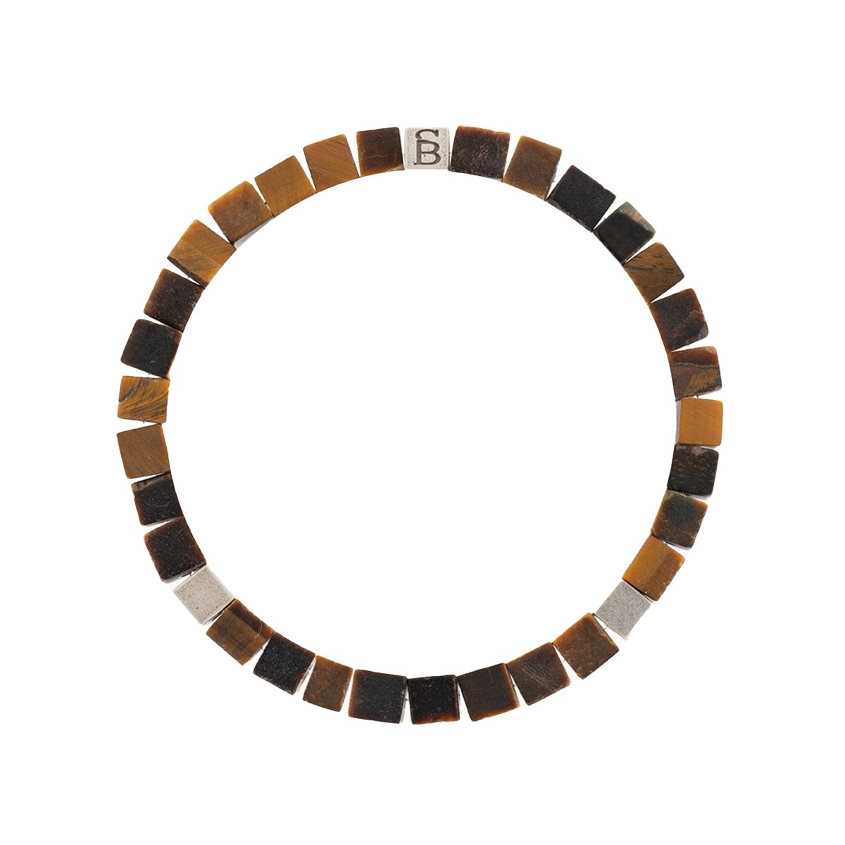 Memphis Cube Gemstone Bracelet Matt Tiger Eye - STEEL & BARNETT