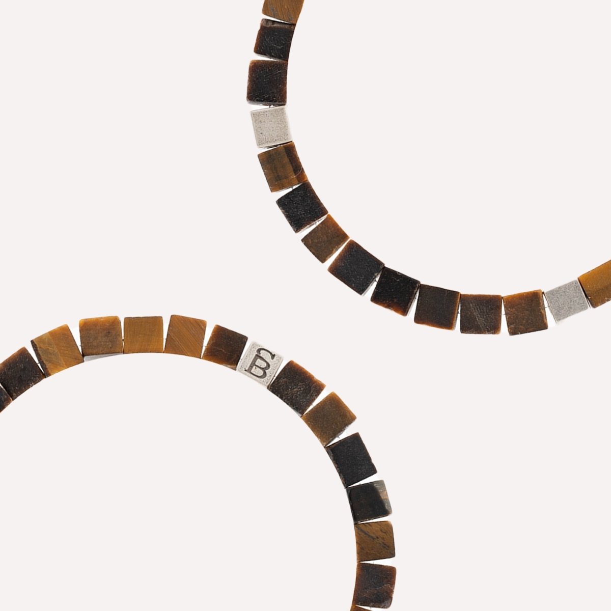Memphis Cube Gemstone Bracelet Matt Tiger Eye - STEEL & BARNETT