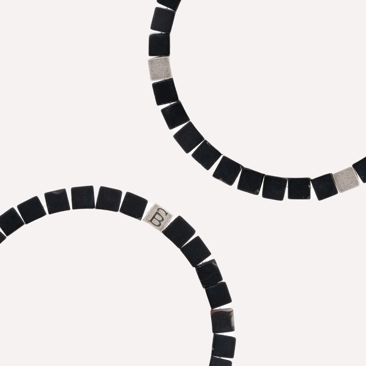 Memphis Cube Gemstone Bracelet Obisdian - STEEL & BARNETT