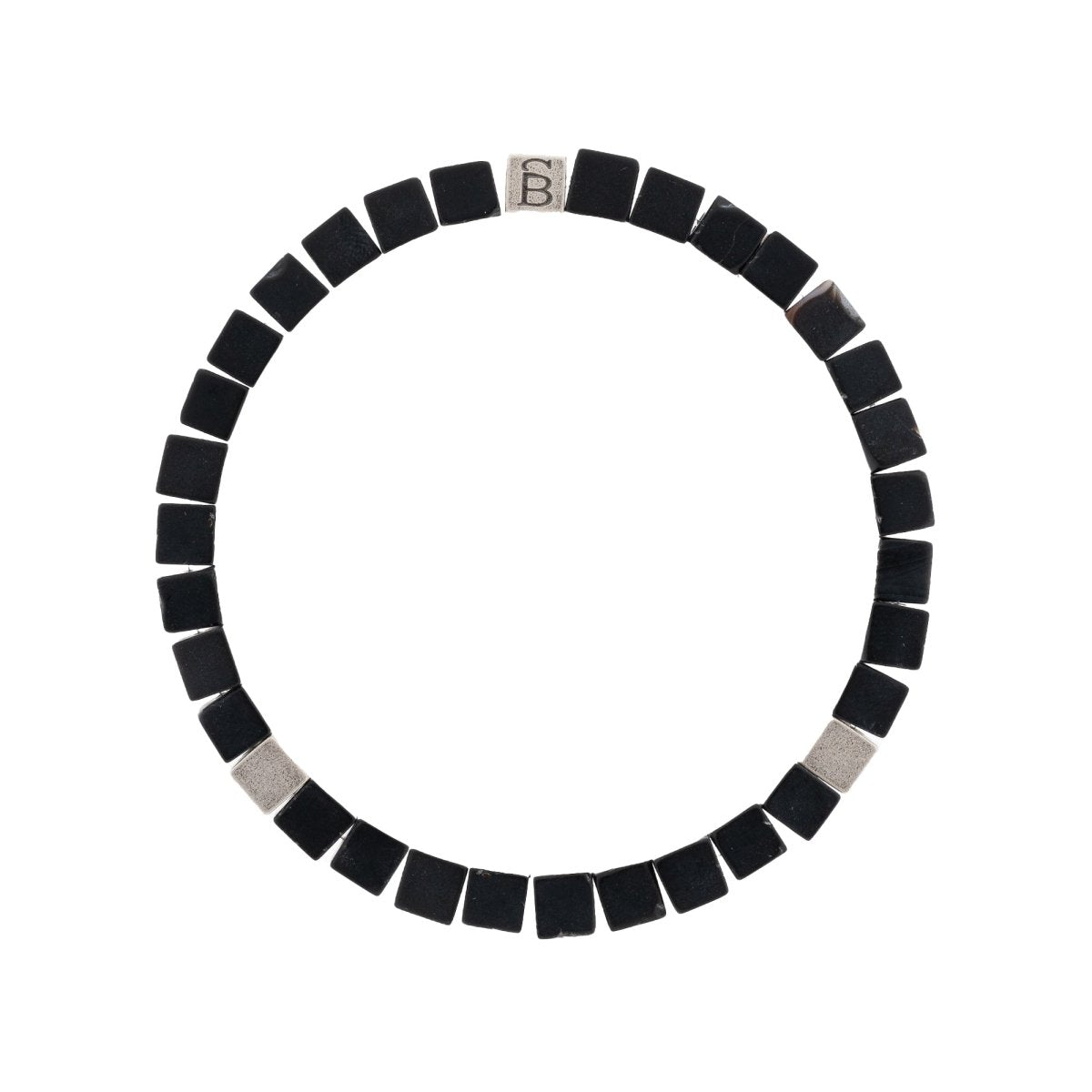 Memphis Cube Gemstone Bracelet Obisdian - STEEL & BARNETT