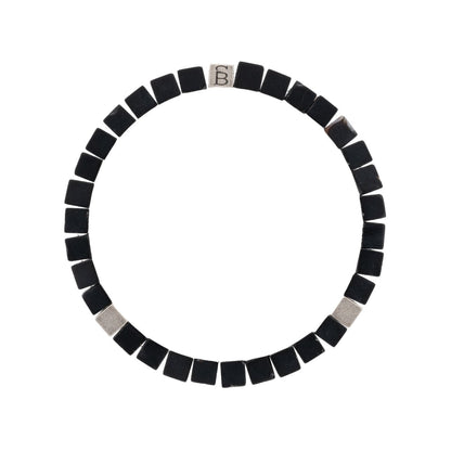 Memphis Cube Gemstone Bracelet Obisdian - STEEL & BARNETT
