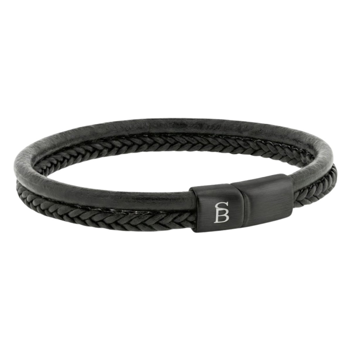 Men’s Black Edition Dual - Band Black Leather Bracelet - STEEL & BARNETT