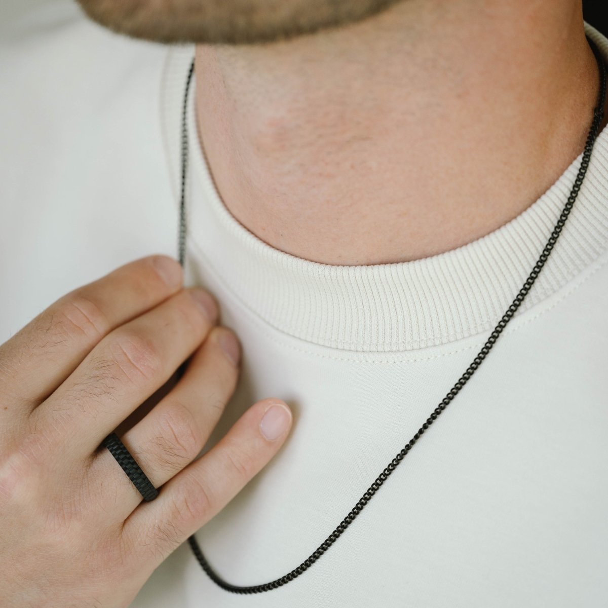 Minimal Chain Necklace Black Adjustable 50 - 60cm/20 - 24' - STEEL & BARNETT