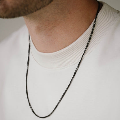 Minimal Chain Necklace Black Adjustable 50 - 60cm/20 - 24' - STEEL & BARNETT