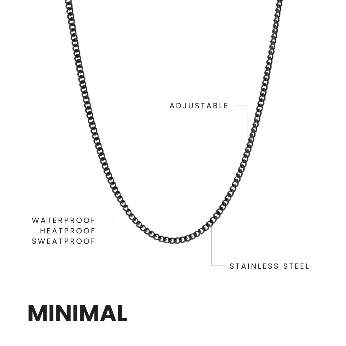 Black Stainless Steel Curb Chain Necklace