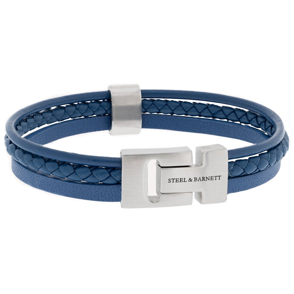 Multi Strand Blue Leather Men's Bracelet - STEEL & BARNETT