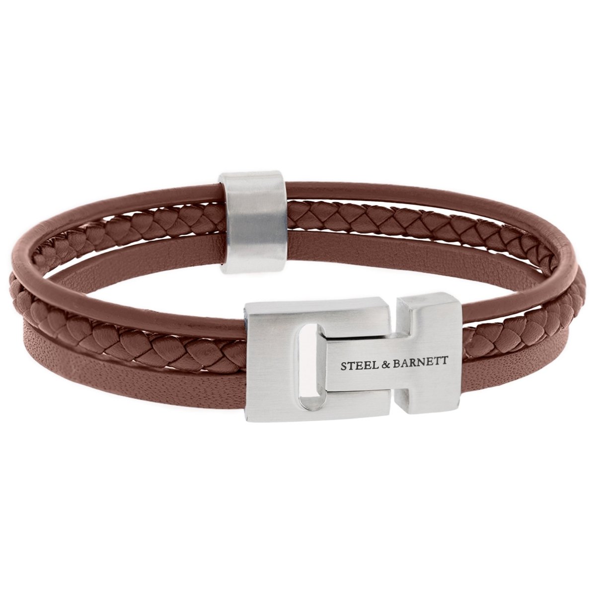 Multi Strand Peanut Leather Men's Bracelet - STEEL & BARNETT