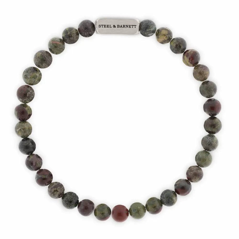 Natural Ned 6mm Round Gemstone Bracelet Dragon Blood - STEEL & BARNETT