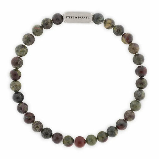 Natural Ned 6mm Round Gemstone Bracelet Dragon Blood - STEEL & BARNETT