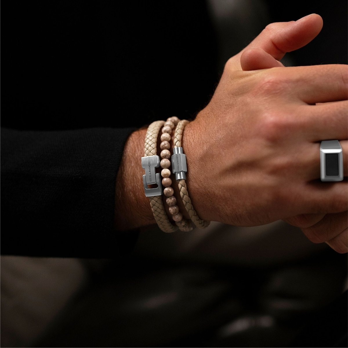 Natural Ned 6mm Round Gemstone Bracelet Maifanite - STEEL & BARNETT