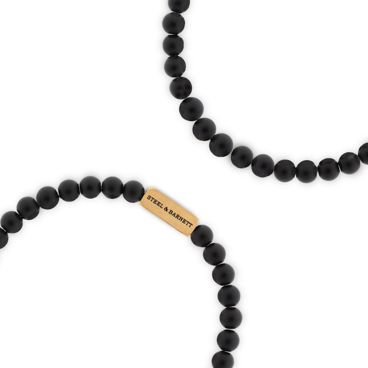 Natural Ned 6mm Round Gemstone Bracelet Matt Black Onyx/18K Gold - STEEL & BARNETT