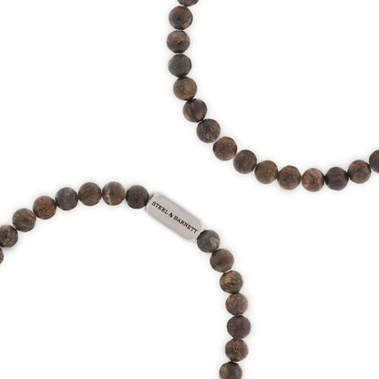 Natural Ned 6mm Round Gemstone Bracelet Matt Bronzite - STEEL & BARNETT