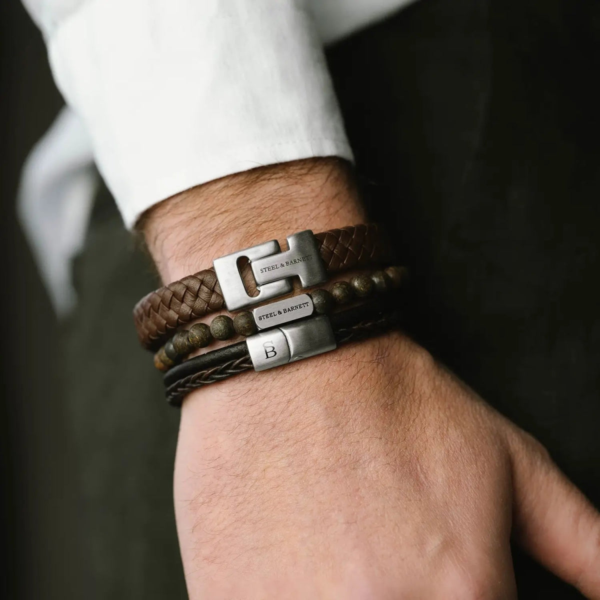 Natural Ned 6mm Round Gemstone Bracelet Matt Bronzite - STEEL & BARNETT