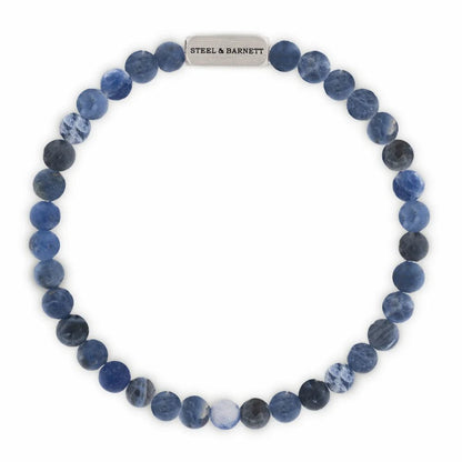 Natural Ned 6mm Round Gemstone Bracelet Matt Sodalite - STEEL & BARNETT