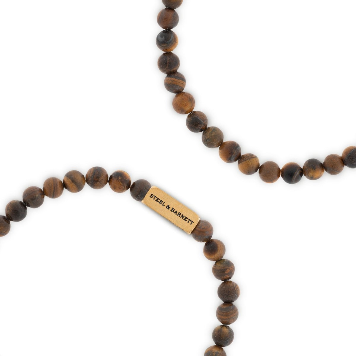 Natural Ned 6mm Round Gemstone Bracelet Matt Tiger Eye/18K Gold - STEEL & BARNETT