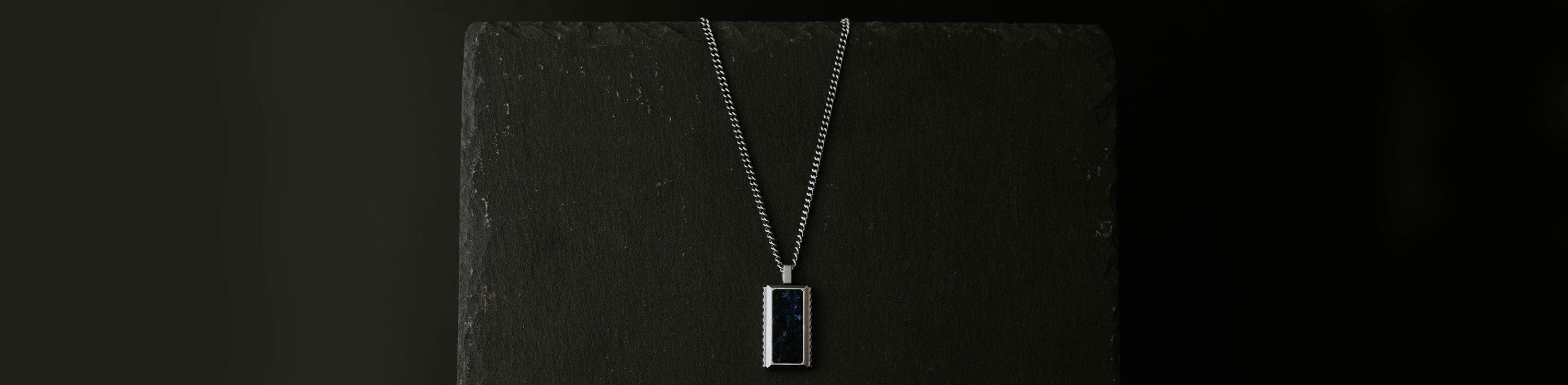 Hatton - necklace pendant silver blue gemstone stainless steel steel and barnett