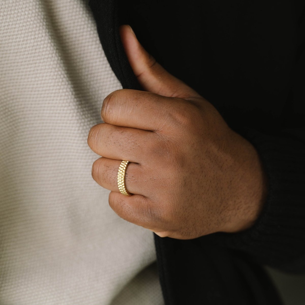 18k gold plated watch link ring for men