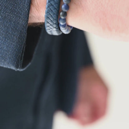 blue silver bracelets for men leather gemstones stainless steel steel and barnett