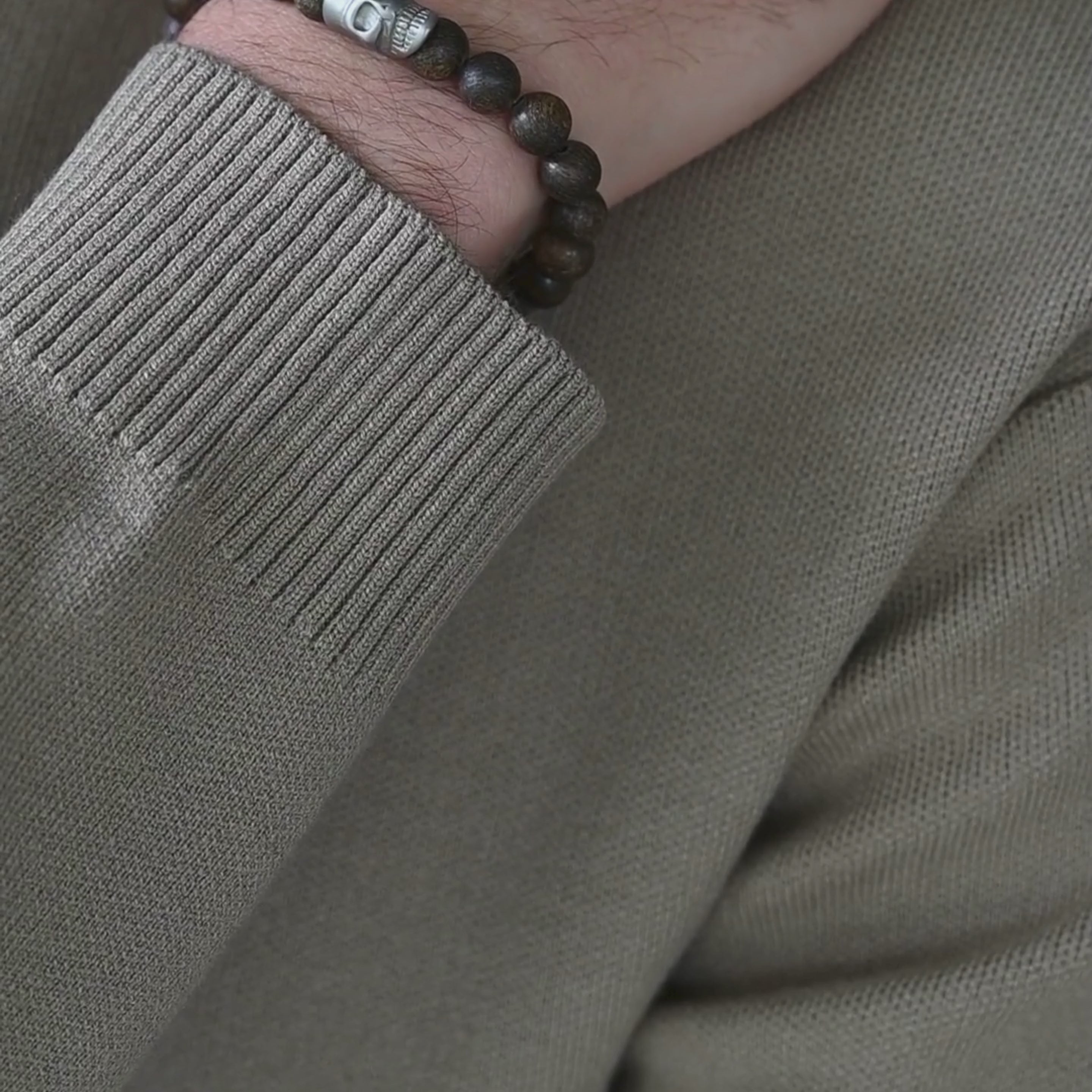 brown natural earthy tones stone bracelet stainless steel skull