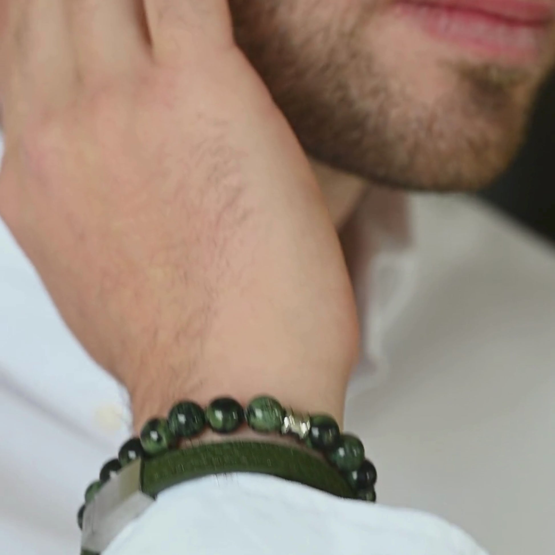 leather green bracelet for men stainless steel clasp steel and barnett green gemstone bracelet for men