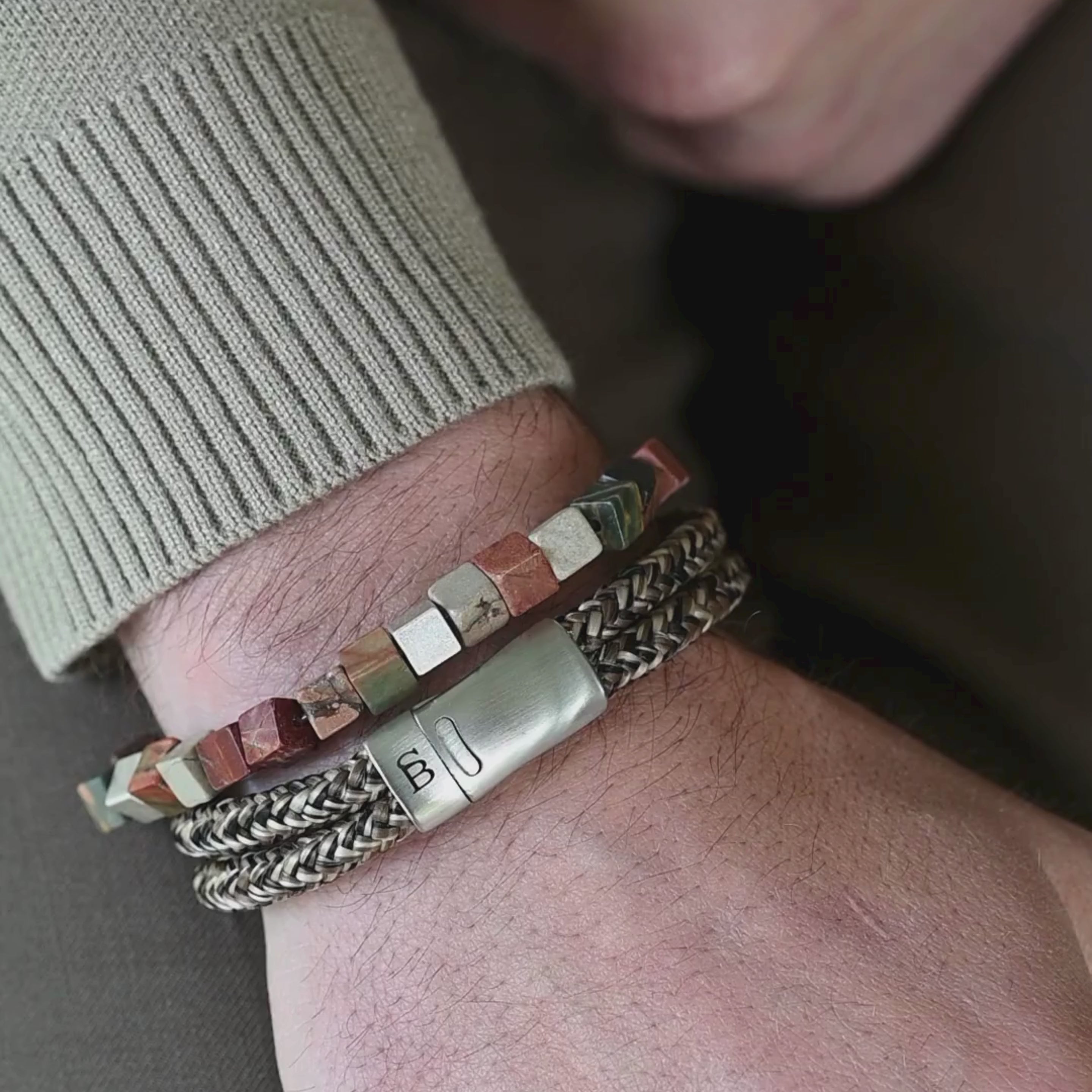 natural cherry creek square bead bracelet