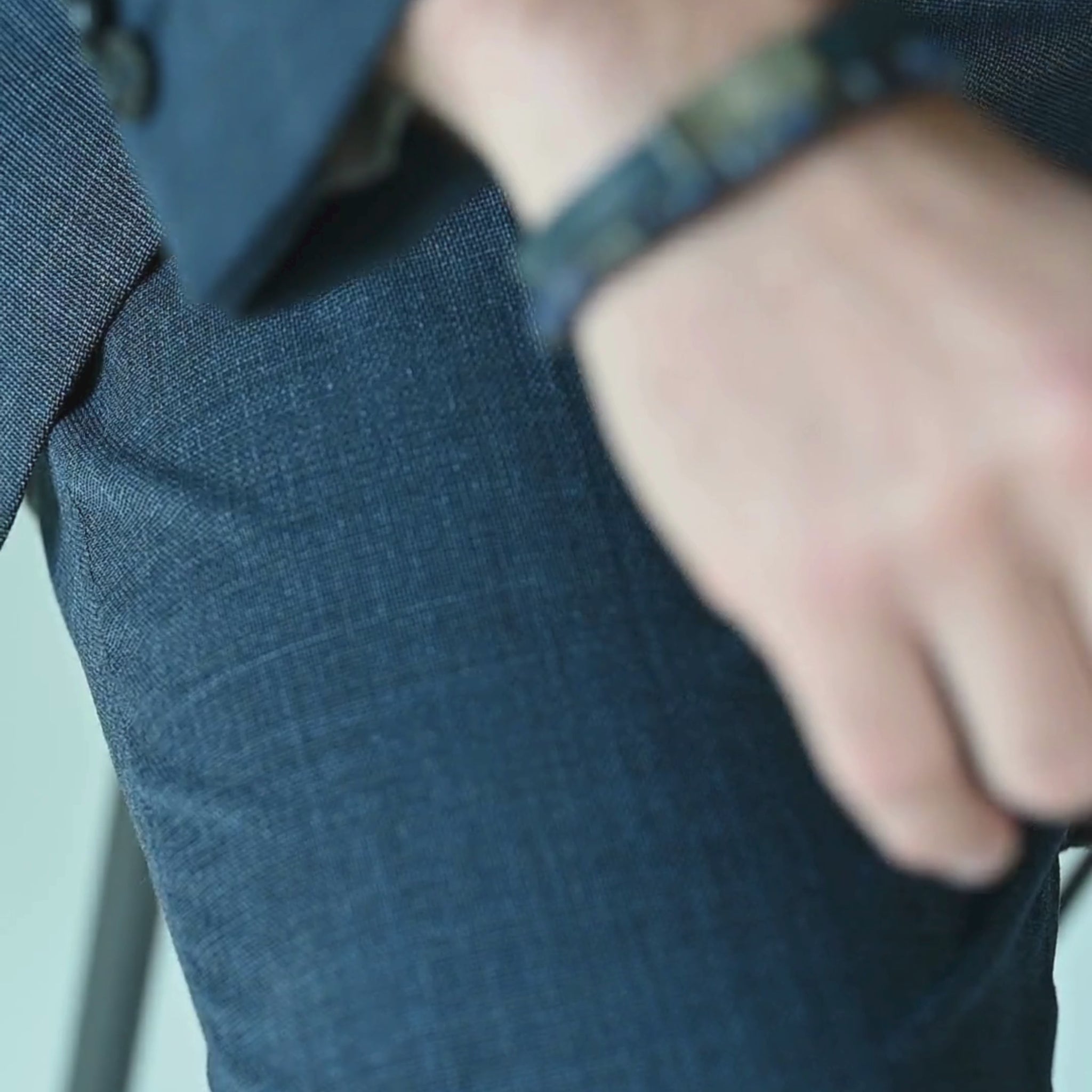 boho matte sodalite beaded barrel bracelet matched with green cord bracelet