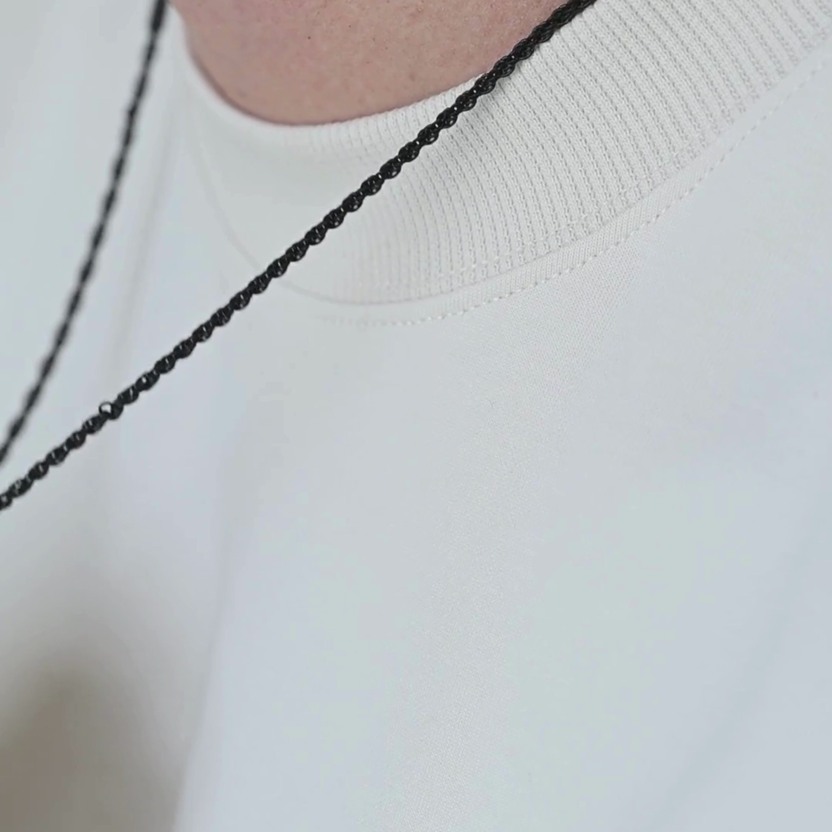 Black Stainless Steel Twisted Rope Chain Necklace