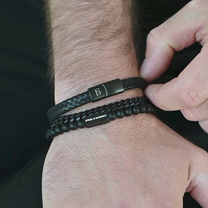 all black bracelets for men leather gemstones stainless steel steel and barnett gifts for him bracelet set