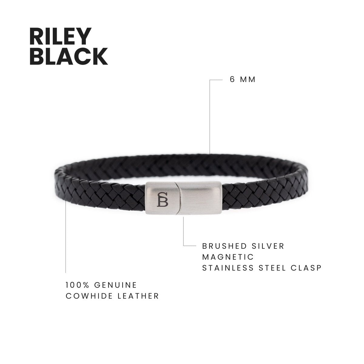 Riley Leather Bracelet Black - STEEL & BARNETT