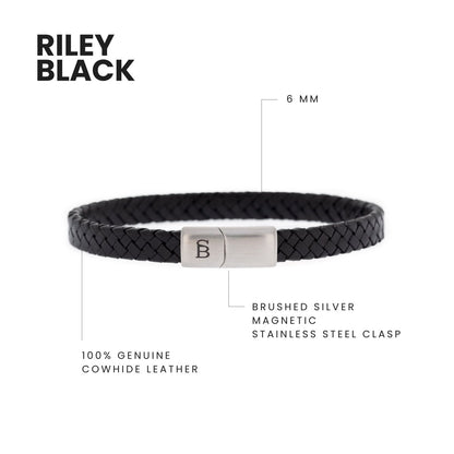 Riley Leather Bracelet Black - STEEL & BARNETT