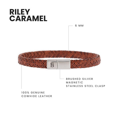 Riley Leather Bracelet Caramel - STEEL & BARNETT