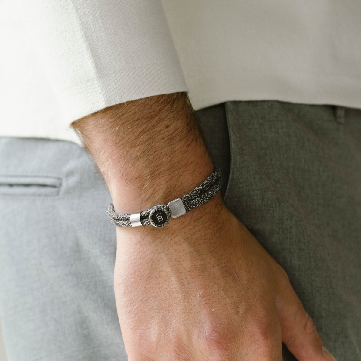 nautical gray rope bracelet for men