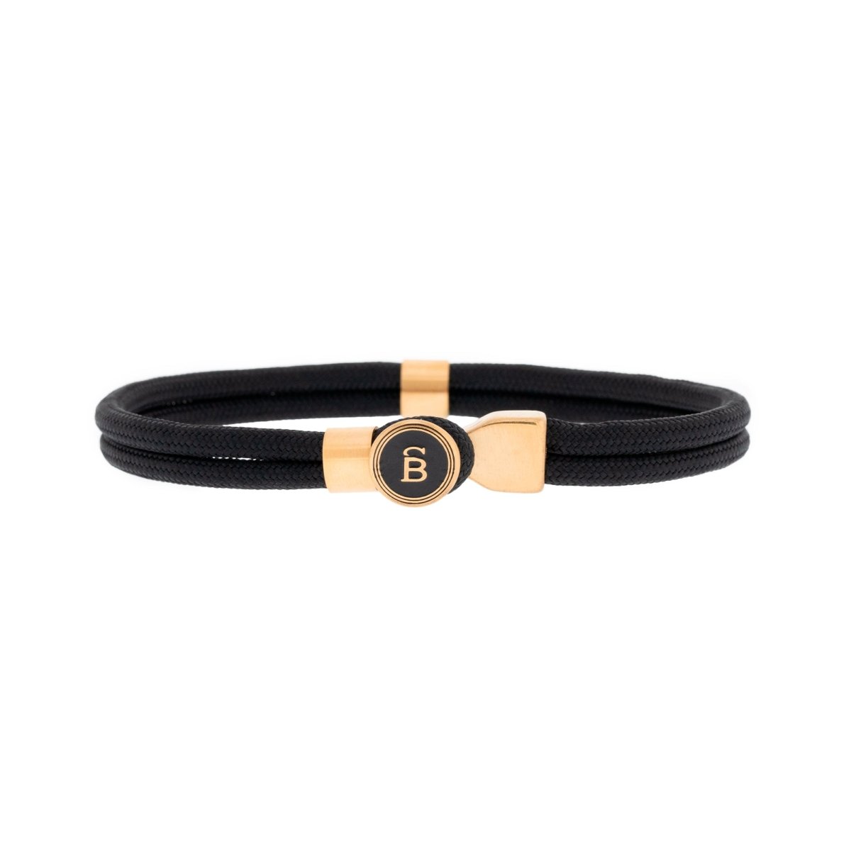 18k plated gold nautical black rope bracelet for men