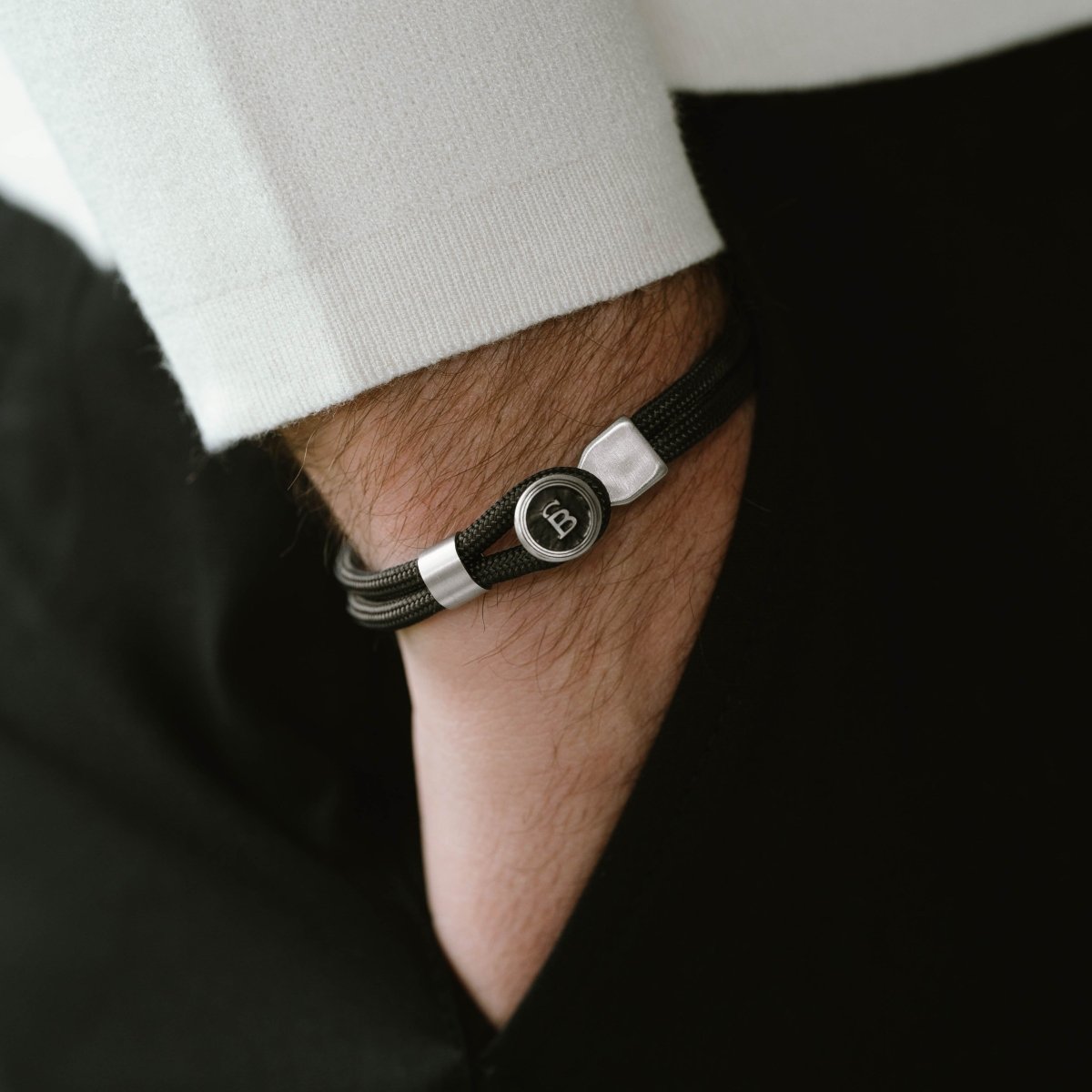 nautical black rope bracelet for men