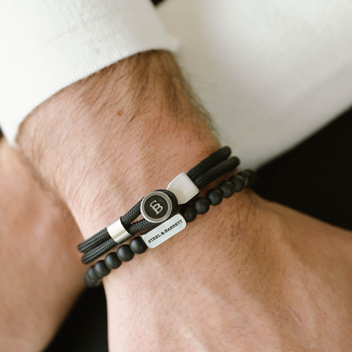 Riptide Rope Bracelet Black/Silver - STEEL & BARNETT