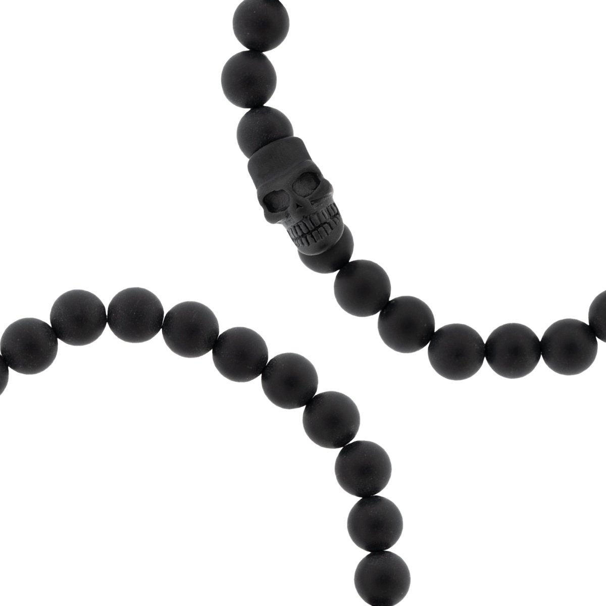 Skull 8mm Round Gemstone Bracelet Black Onyx - STEEL & BARNETT