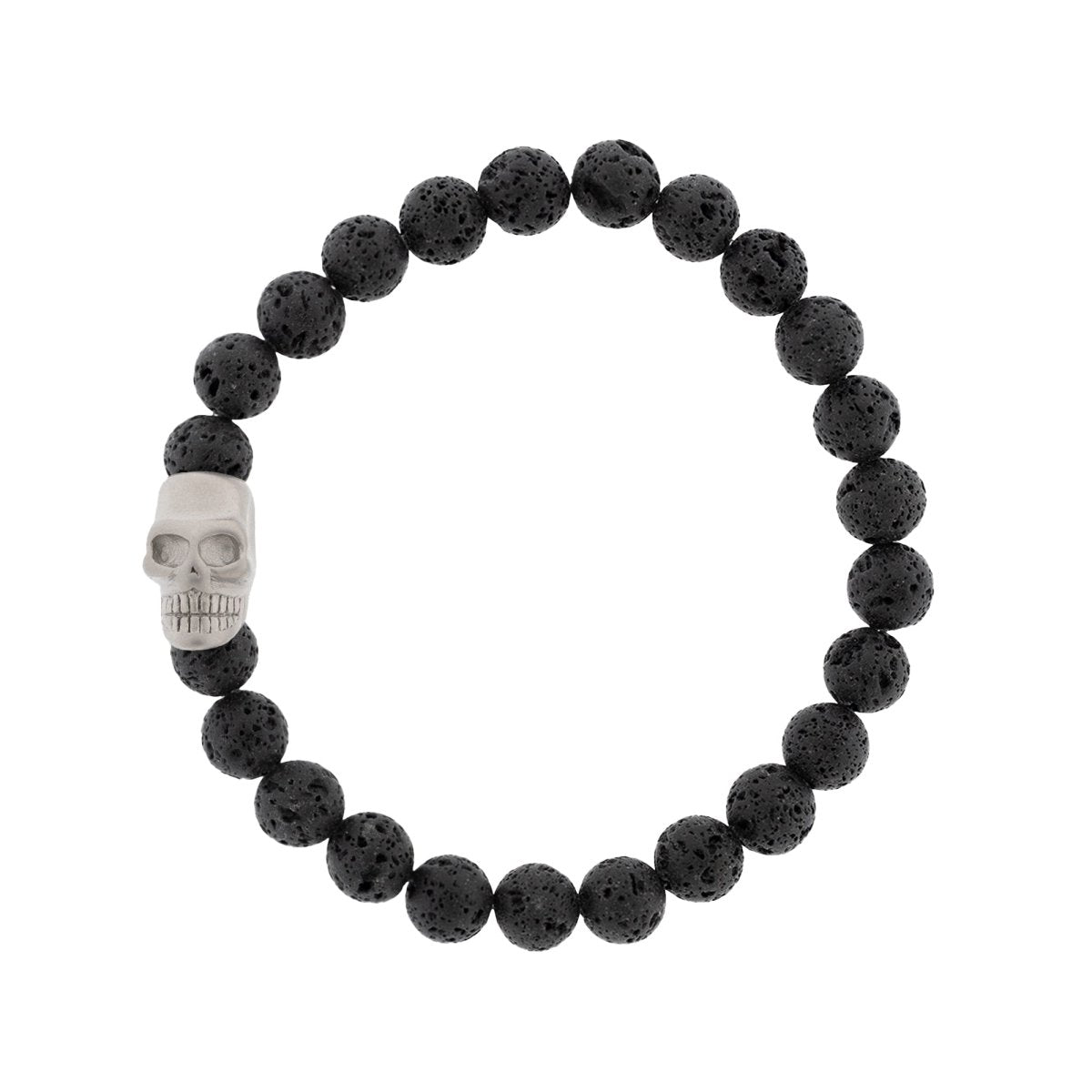 Skull 8mm Round Gemstone Bracelet Lava - STEEL & BARNETT