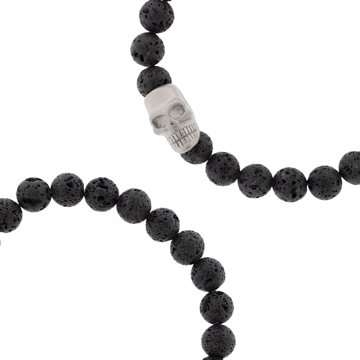 Skull 8mm Round Gemstone Bracelet Lava - STEEL & BARNETT