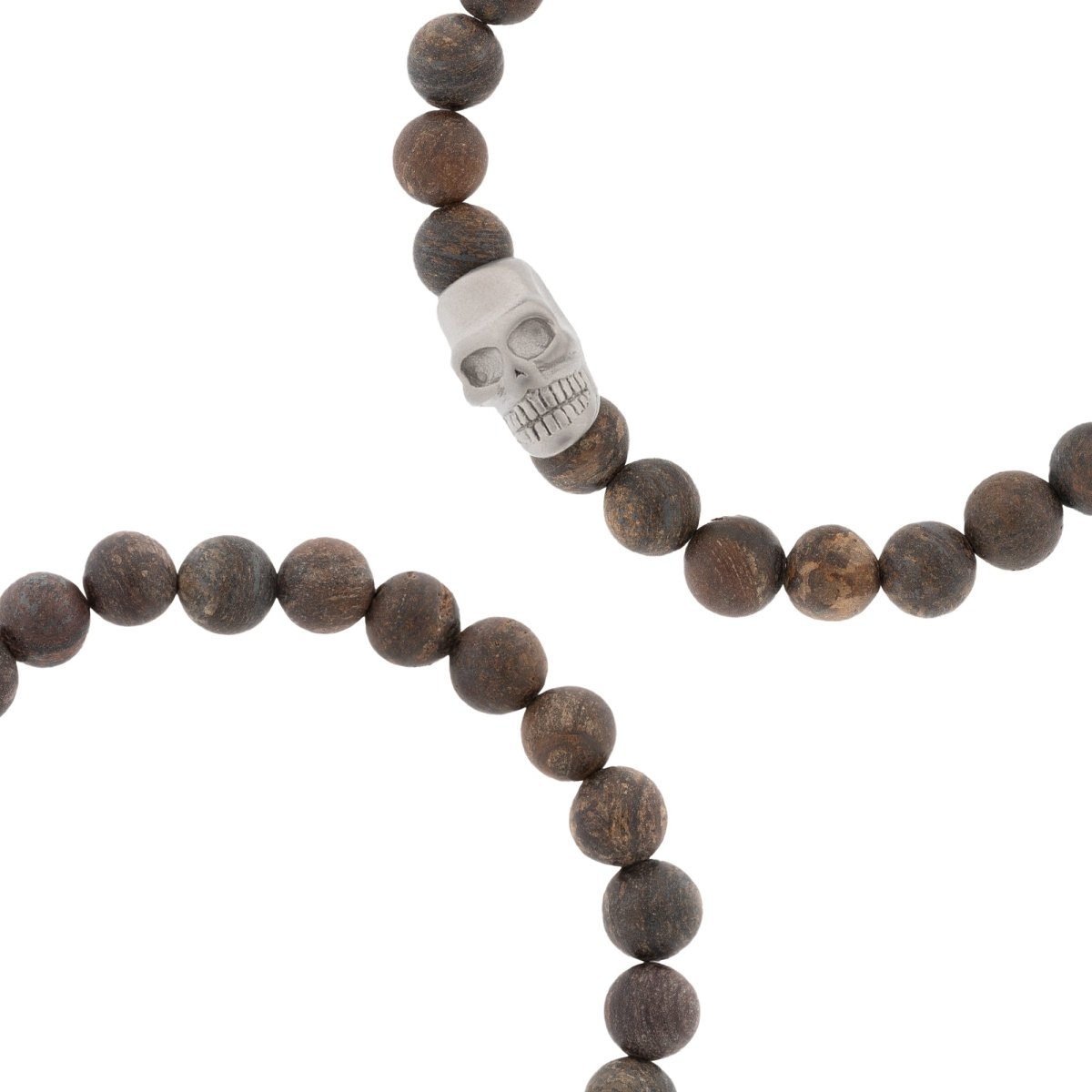 Skull 8mm Round Gemstone Bracelet Matt Bronzite - STEEL & BARNETT
