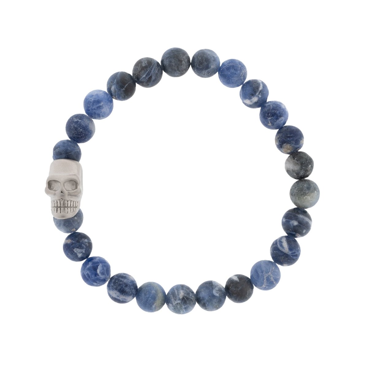 Skull 8mm Round Gemstone Bracelet Matt Sodalite - STEEL & BARNETT