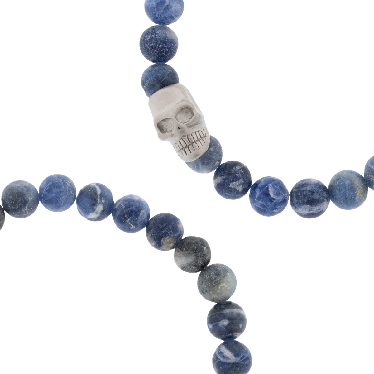 Skull 8mm Round Gemstone Bracelet Matt Sodalite - STEEL & BARNETT