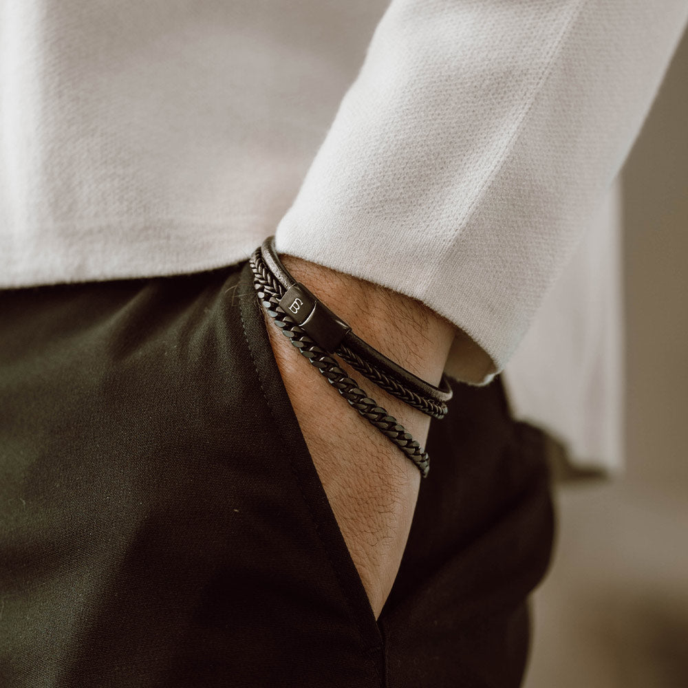 all black stainless steel bracelet minimal jewelry for men steel and barnett