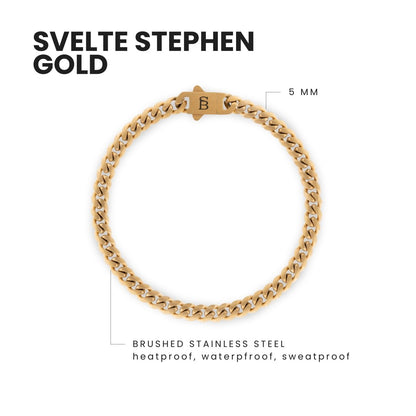 Svelte Stephen 5mm Chain Bracelet 18K Gold - STEEL & BARNETT