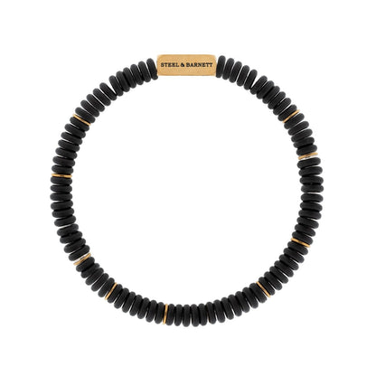 Two Tone Disc Gemstone Bracelet Matt Black Onyx/18K Gold - STEEL & BARNETT