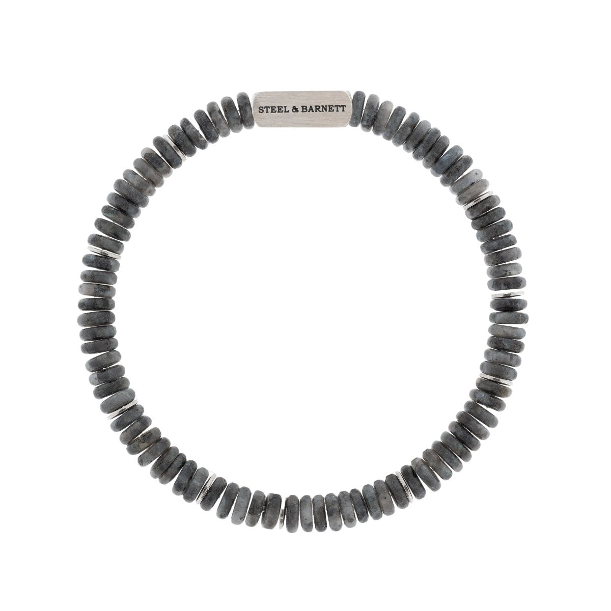 Two Tone Matte Labradorite Gemstone Stretch Disc Bracelet