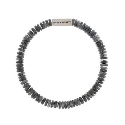 Two Tone Disc Gemstone Bracelet Matt Labradorite - STEEL & BARNETT